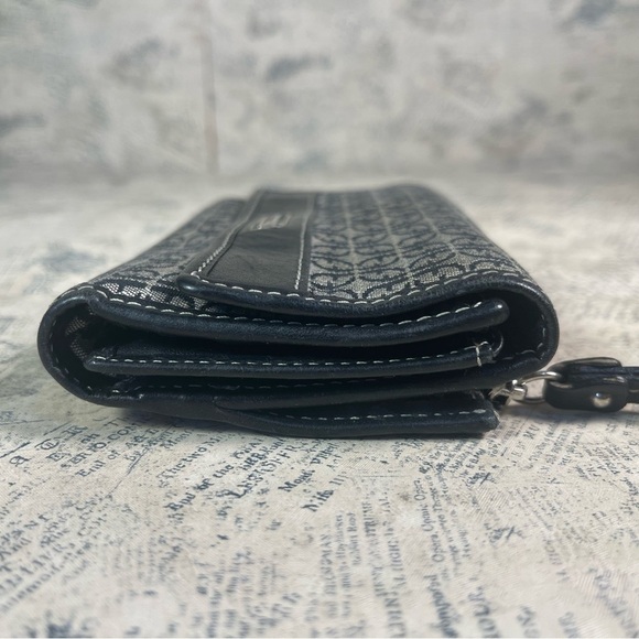 Fossil Wallet Trifold Canvas Monogram Brown Leather - Picture 4 of 10